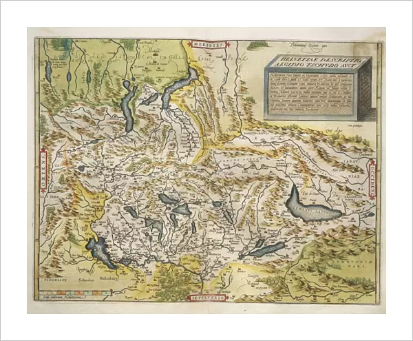 Map of Switzerland, from Theatrum Orbis Terrarum by Abraham Ortelius, 1528-1598, 1570