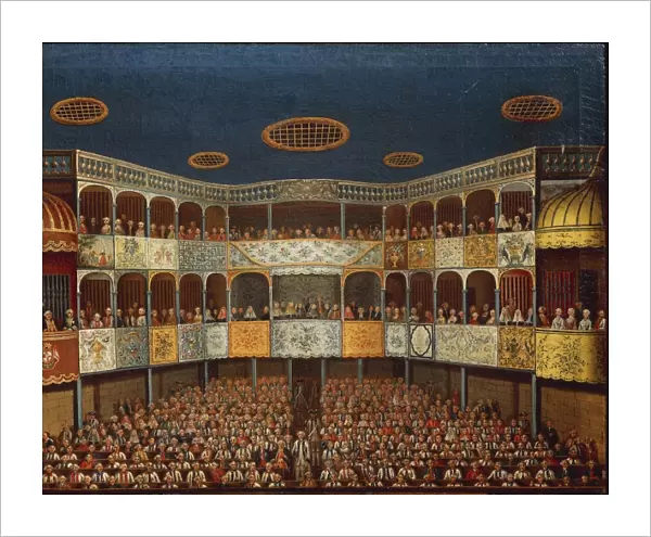 Audience in theatre during performance of Imaginary Invalid by Moliere