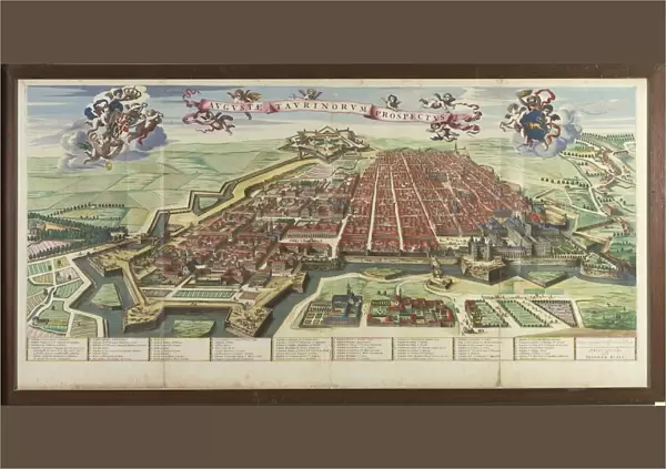 Perspective map of the city of Turin, Piedmont region by Joan Blaeu, 1596-1673