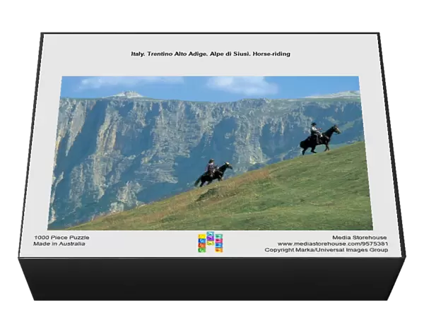 Italy. Trentino Alto Adige. Alpe di Siusi. Horse-riding