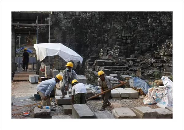 A team of archaeologist works to rebuild the Bayon