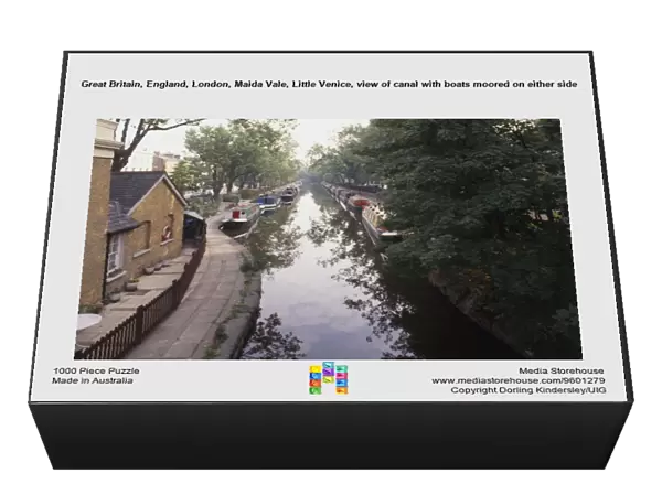 Great Britain, England, London, Maida Vale, Little Venice, view of canal with boats moored on either side