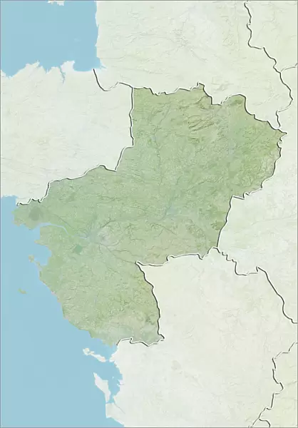 Region of Pays-de-la-Loire, France, Relief Map