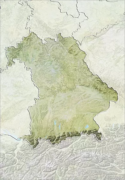 State of Bavaria, Germany, Relief Map