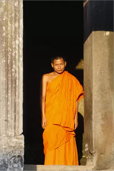 Monk at the Bayon temple, Angkor thom complex