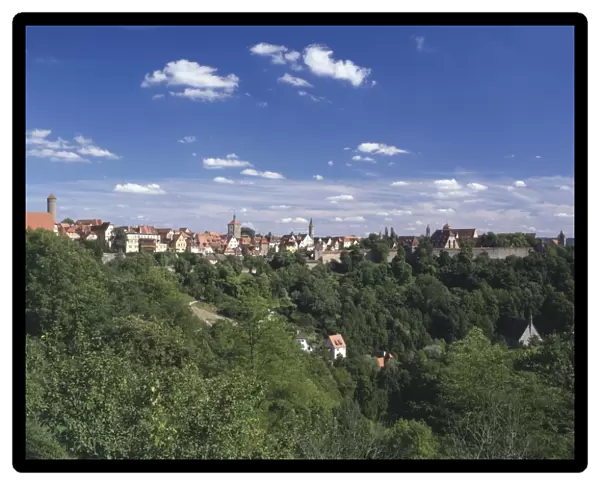 Germany, Bavaria, Rothenburg ob der Tauber, view from the castle garden, Burggarten, providing a magnificent panorama over the town