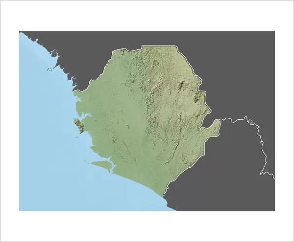 Sierra Leone, Relief Map with Border and Mask