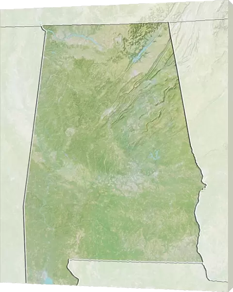 State of Alabama, United States, Relief Map