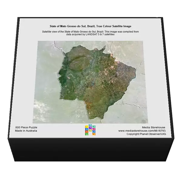 State of Mato Grosso do Sul, Brazil, True Colour Satellite Image