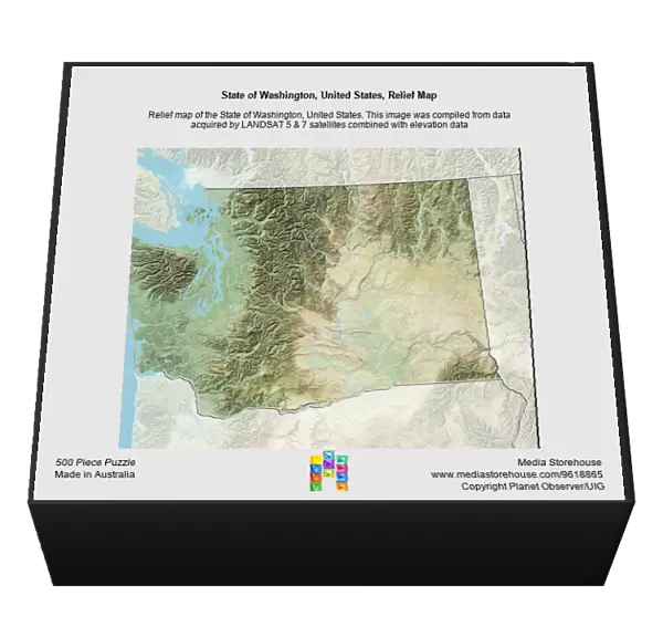 State of Washington, United States, Relief Map