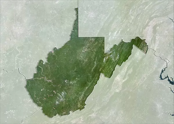 State of Western Virginia, United States, True Colour Satellite Image