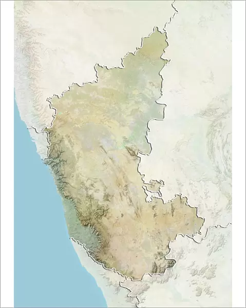 State of Karnataka, India, Relief Map