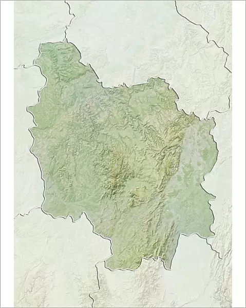 Region of Burgundy, France, Relief Map