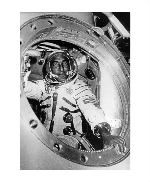 Cuban researcher-cosmonaut lieutenant-colonel arnaldo tamayo mendez in a simulator at the gagarin cosmonauts training center preparing for the soyuz-38 space mission to the salyut 6 space station, september 1980