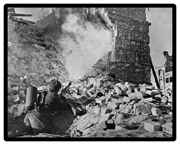 World war 2, battle of stalingrad, soviet flame-thrower dislodging germans