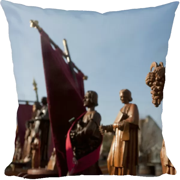 Patron saints during the festival of Saint Vincent tournante (turning Saint Vincent), organised every year in one of the villages producing wine in Burgundy