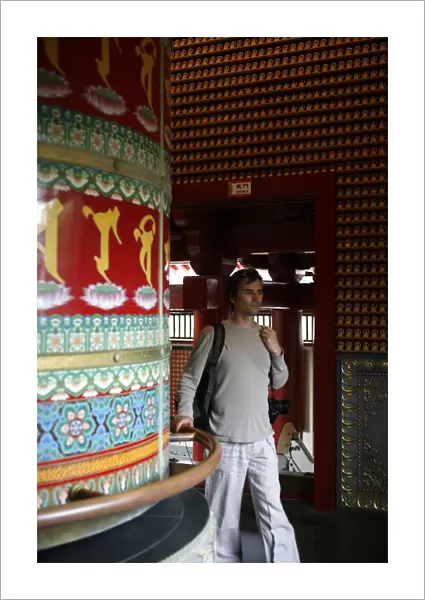 The worlds largest prayer wheel in Buddhas tooth relic temple