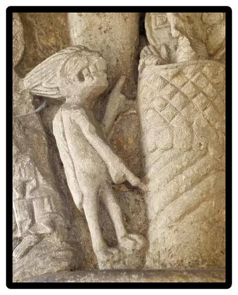 La Sauve Majeure abbey capital depicting Christ tempted by the devil