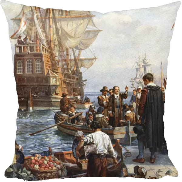 The Pilgrim Fathers boarding the Mayflower