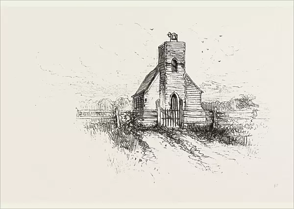 Old Church Near Landing, Canada, Nineteenth Century Engraving