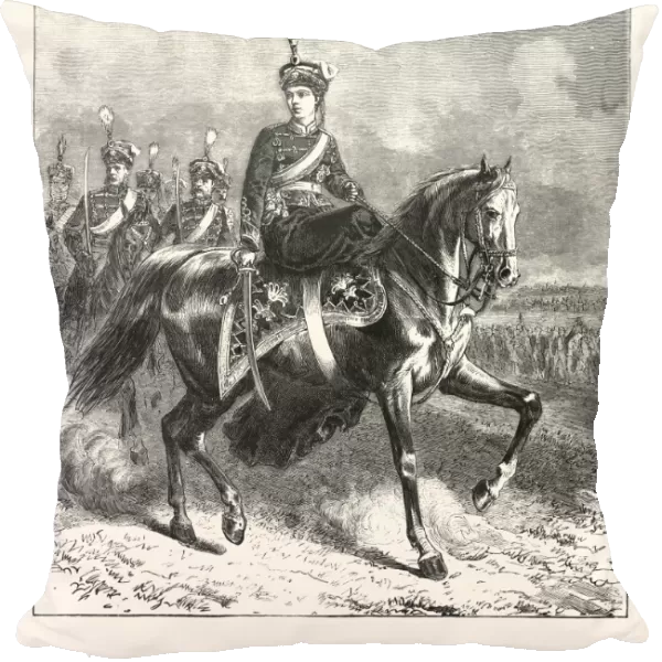 The Crown Princess of Germany as Colonel of Hussars. Engraving 1876