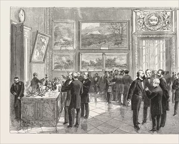 Refreshment Buffet of the New Chamber of Deputies, Versailles, Engraving 1876, France