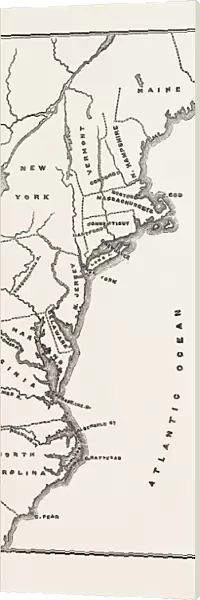 Map To Show Position Of The Early Settlements In North America