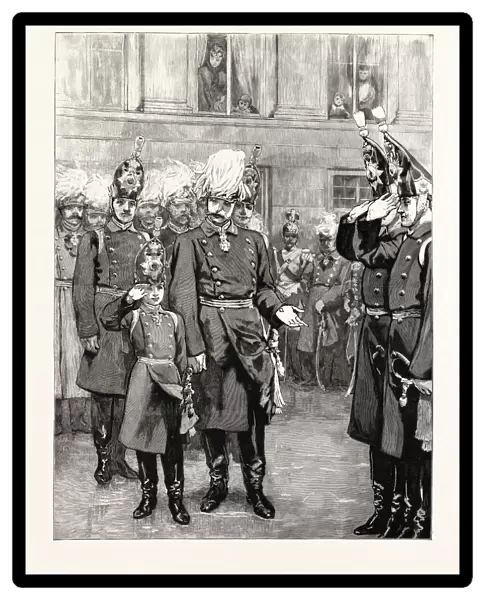 The Reception Of The Crown Prince Of Prussia Into The First Regiment Of Guards At Potsdam: The German Emperor Introducing His Son To The Regiment