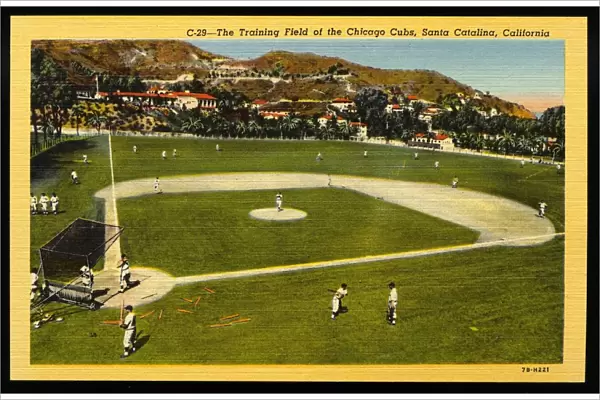 Training Field for the Chicago Cubs. ca. 1947, Santa Catalina Island, California, USA, C-29-The Training Field of the Chicago Cubs, Santa Catalina, California. BASE BALL PARK, SANTA CATALINA. The Chicago Cubs, National League baseball team, engages in Spring training each year at Catalina