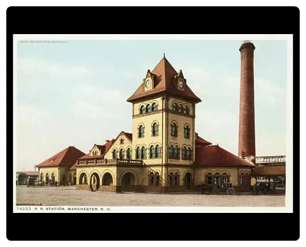 R. R. Station, Manchester, N. H. Postcard. ca. 1905-1939, R. R. Station, Manchester, N. H. Postcard