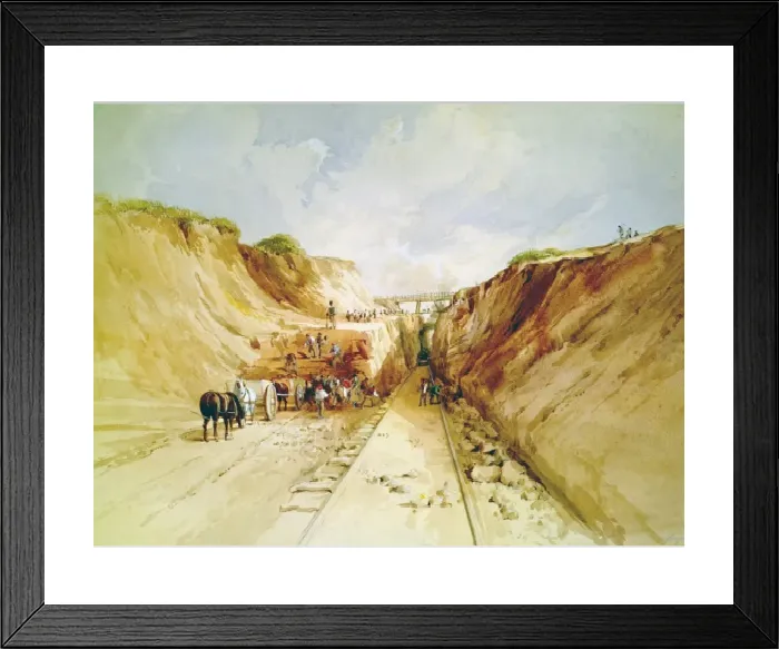 Framed Print : Print of a Railway Cutting, 1841 Framed Print : Print of a Railway Cutting, 1841