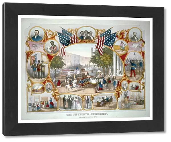 Print of celebration on 19th May 1970 of the Fifteenth Amendment to the United States