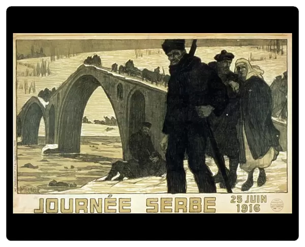 Journee Serbe, 25 June 1916, anniversary of Battle of Kossovo. Serbs crossing River
