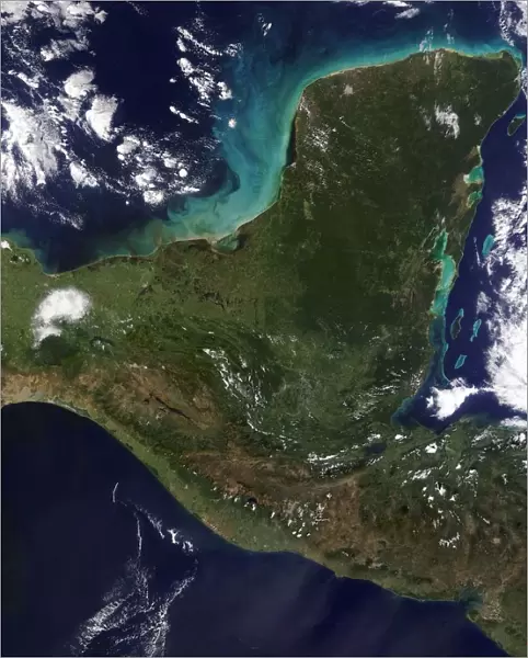 Yucatan peninsula, south-eastern Mexico, separating the Gulf of Mexico from the Caribbean