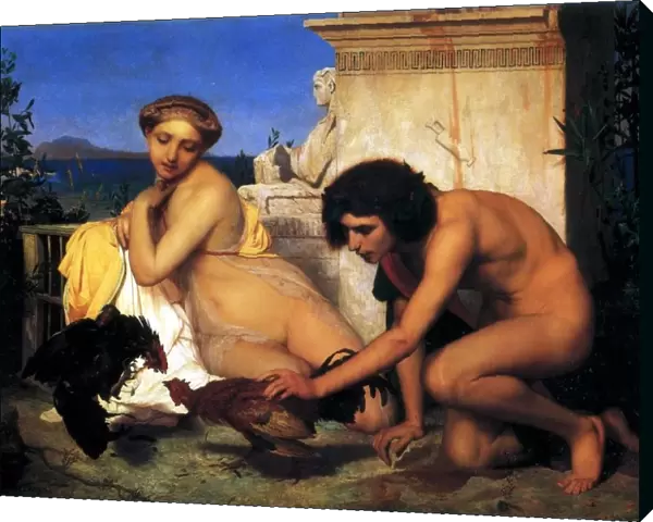 Young Greeks at a Cockfight painted in 1846 by Jean Leon Gerome (1824-1904) French artist