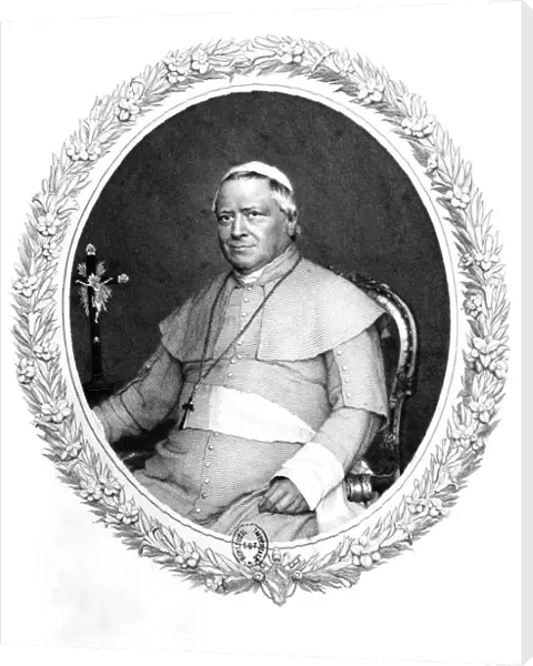Pius IX (Giovanni Maria Mastai Ferretti - 1792-1878) Pope from 1846. Engraving after a photograph
