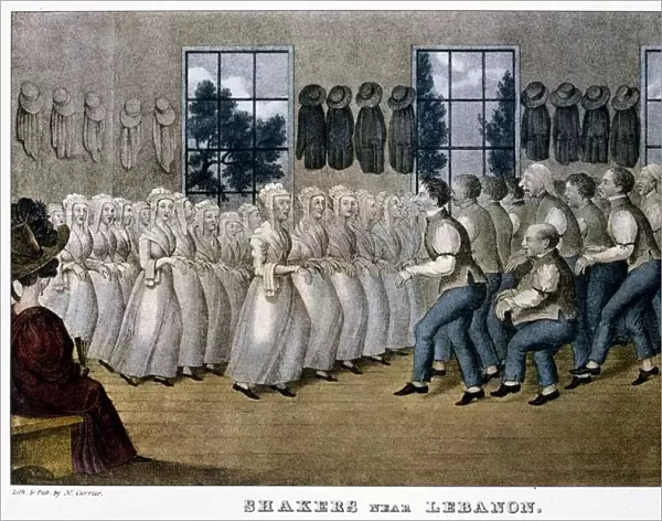 Mount Lebanon Shaker Community, Lebanon Springs, New York State. Dancing at their Meeting