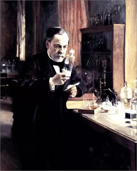 Louis Pasteur (1822-1895) French chemist and biologist at work in his laboratory c1889