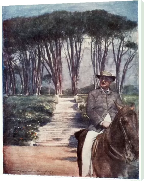 Cecil John Rhodes(1852-1902) English-born South African statesman. Rhodes riding