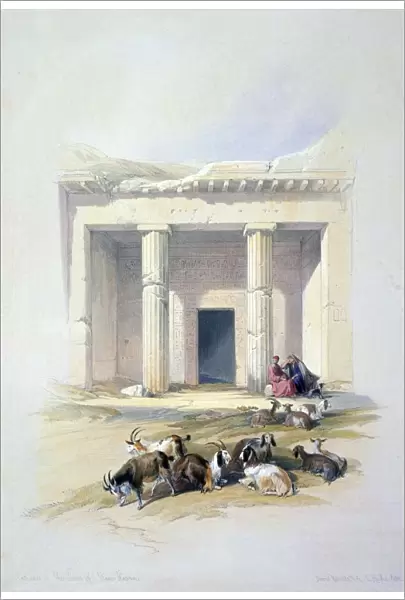 Entrance to the Caves at Beni Hasan. Lithograph of 1856 after David Roberts