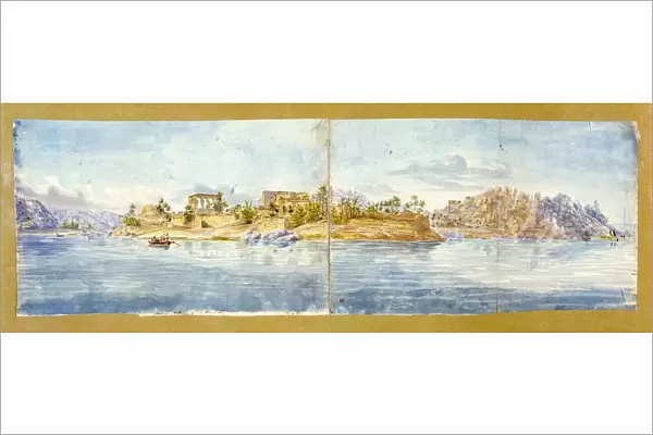 The Island of Philae. Watercolour by John Gardner Wilkinson (1797-1875) British traveller