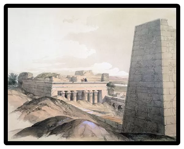 The Temple of Edfu, 1855. : lithograph after watercolour by Lord Wharncliffe c1855