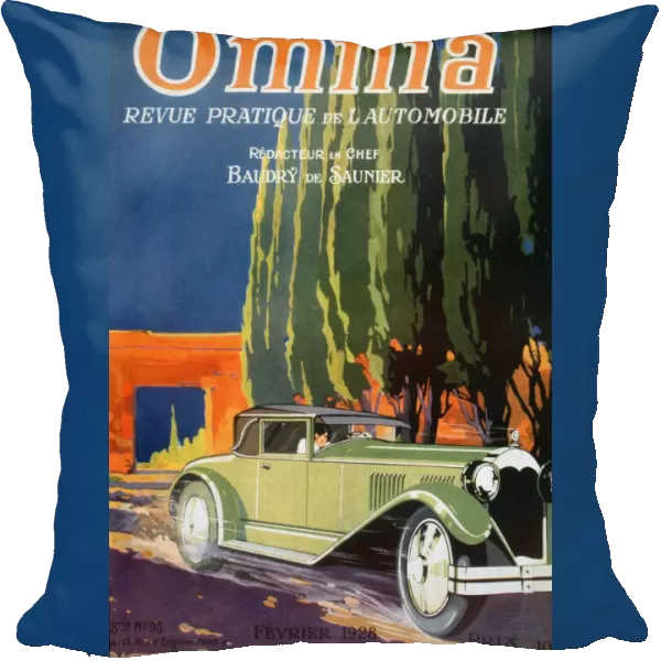 Front cover of Omnia, French motoring magazine, February 1928, showing