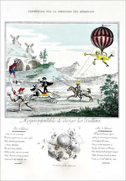 French cartoon on the inability of early balloonists to control the direction of their flights