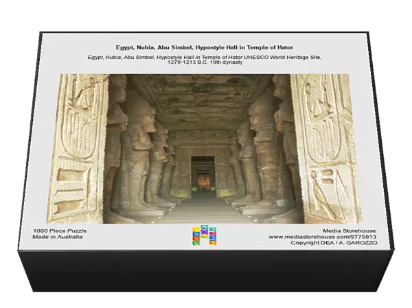 Egypt, Nubia, Abu Simbel, Hypostyle Hall in Temple of Hator