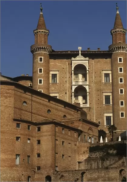 Italy, Marche, Urbino, Ducal Palace (1466-72), Small tower called Torricini and Raffaello Sanzio Theatre