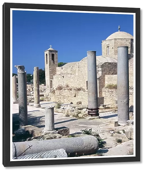 Cyprus, Paphos, Panagia Chrysopolitissa church and St Pauls Pillar