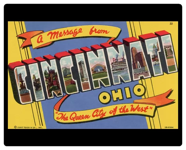 Greeting Card from Cincinnati, Ohio. ca. 1942, Cincinnati, Ohio, USA, Greeting Card from Cincinnati, Ohio