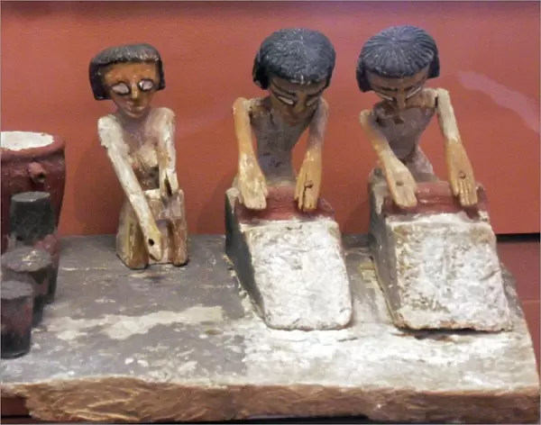 Bakers making bread. Egyptian tombs contained models of aspects of daily life to