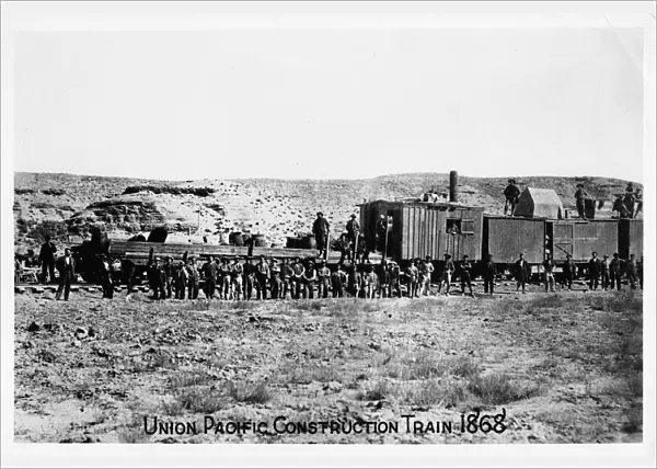 Construction train on the Union Pacific Railroad, 1868. Photograph